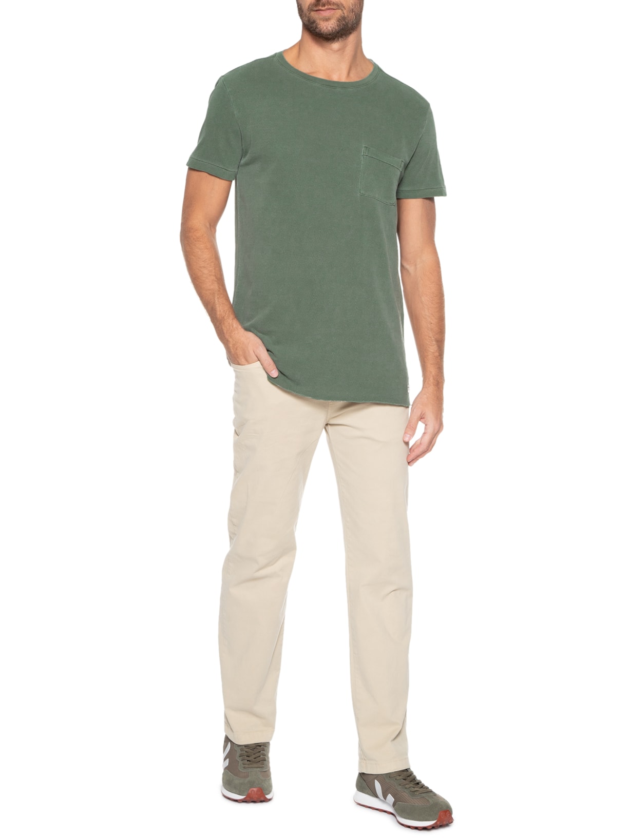 Camiseta Masculina Malha Crepe Shala Verde Armadillo