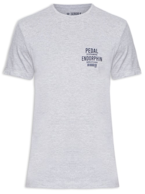 Camiseta Masculina Malha Estampa Pedal & Endorphin - Cinza