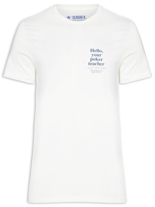 Camiseta Masculina Malha Estampa Poker Teacher - Branco