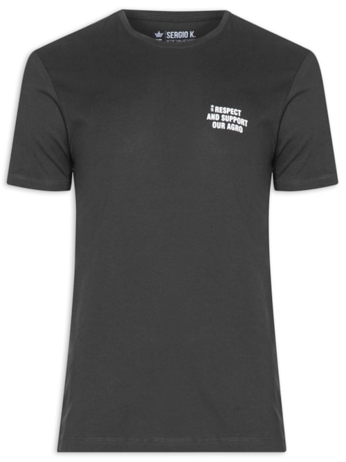 Camiseta Masculina Malha Estampa Support Agro - Preto