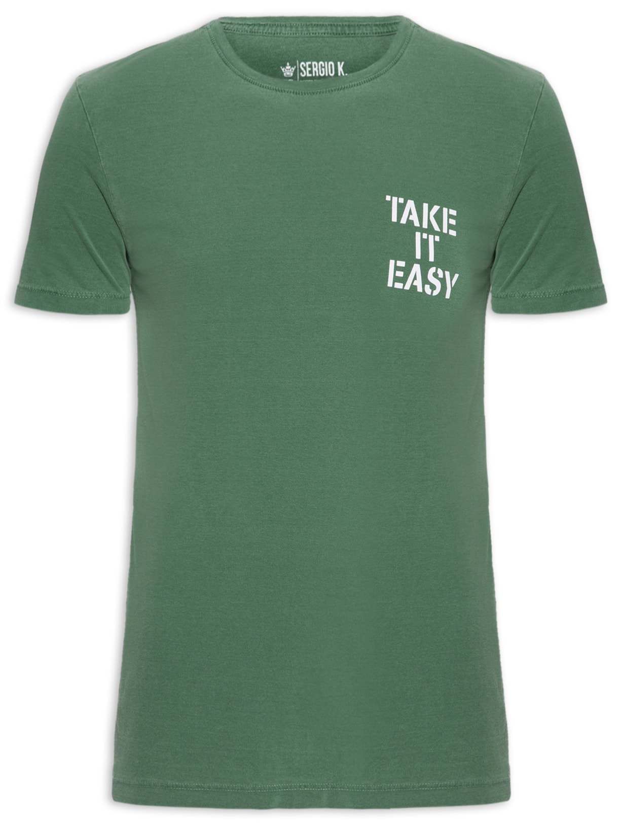 Camiseta Masculina Malha Estampa Take It Easy - Verde