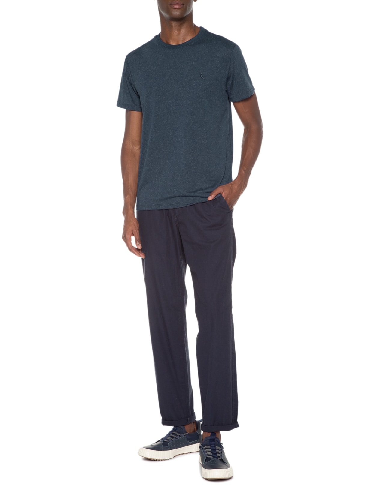 Camiseta Masculina Malha Linho Azul Reserva