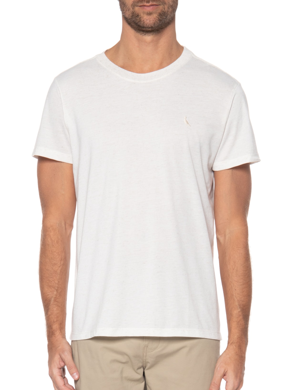 Camiseta Masculina Malha Linho Off White Reserva
