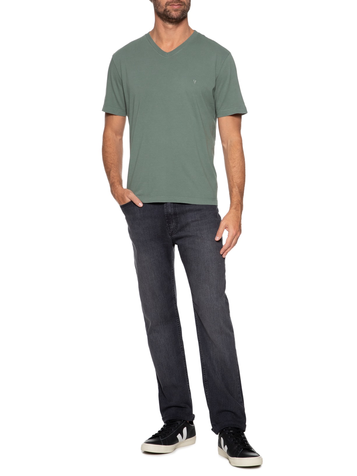 Camiseta Masculina Malha Manga Curta Básica Verde Vr