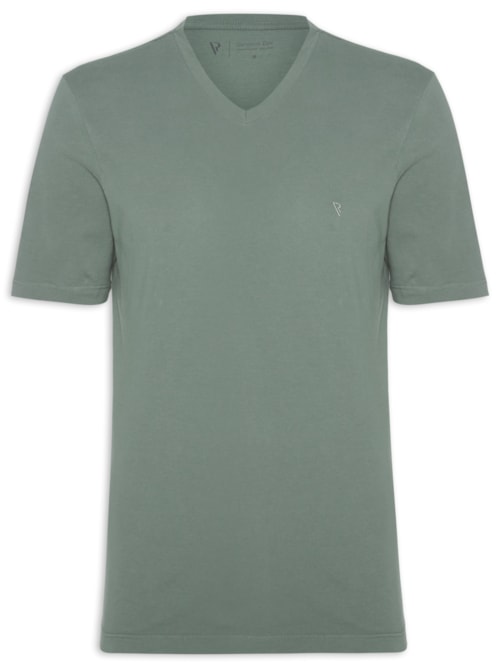 Camiseta Masculina Malha Manga Curta Básica - Verde