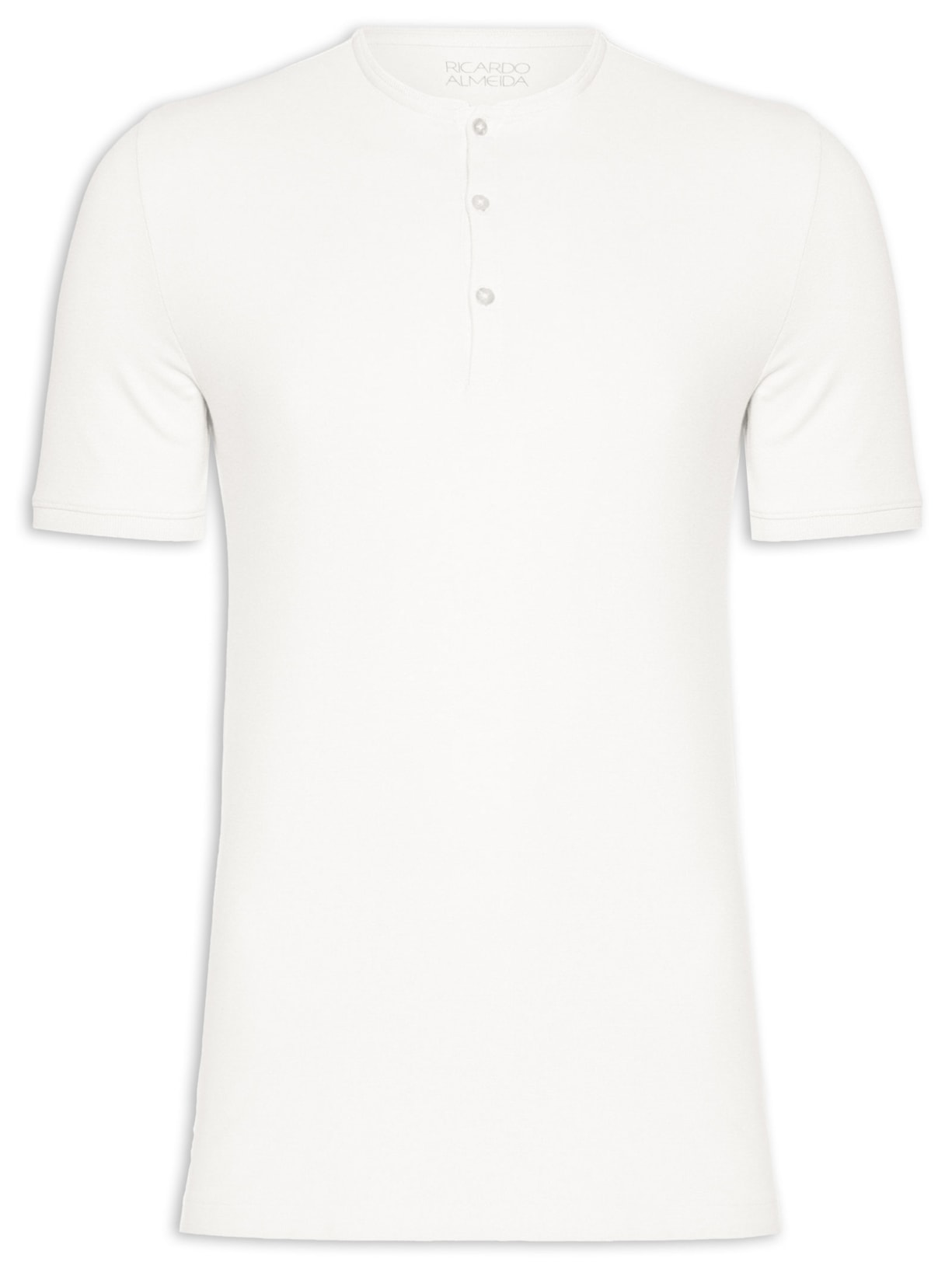 Camiseta Masculina Malha Piquet Botões - Off White