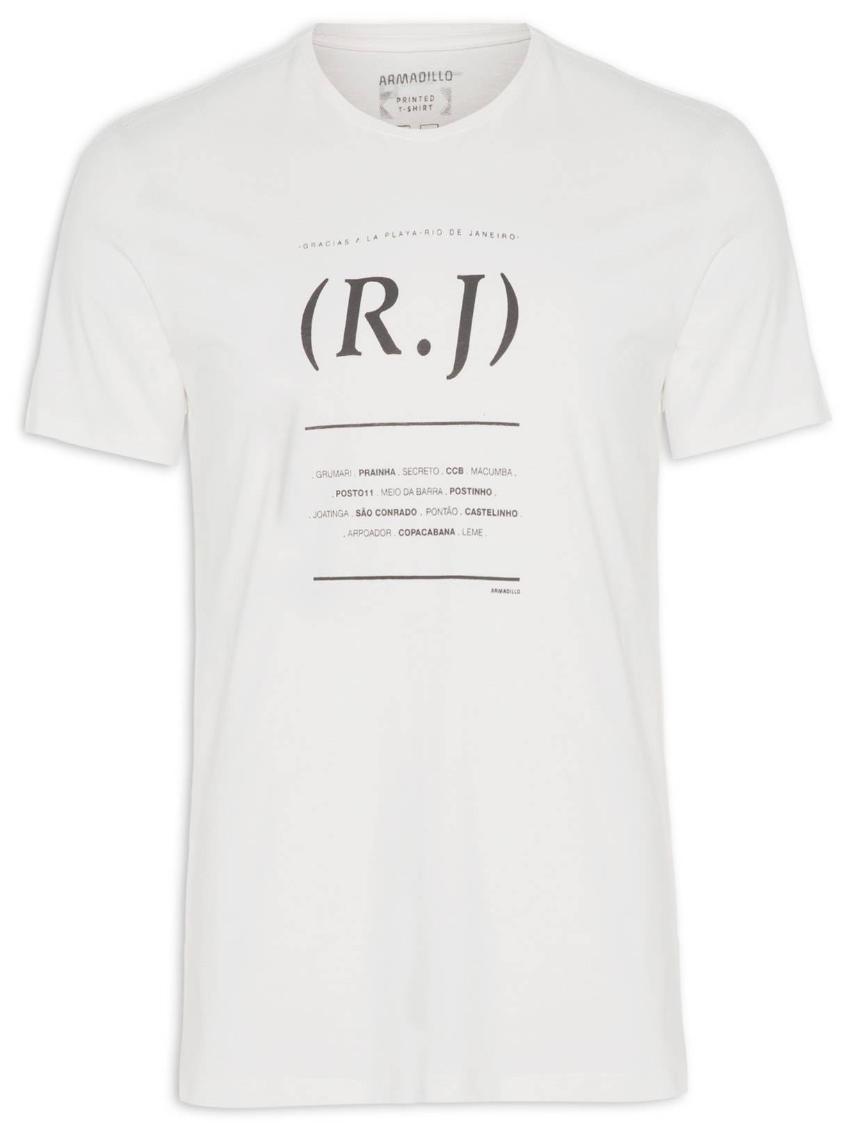 Camiseta Masculina Malha Rj Gracias - Branco