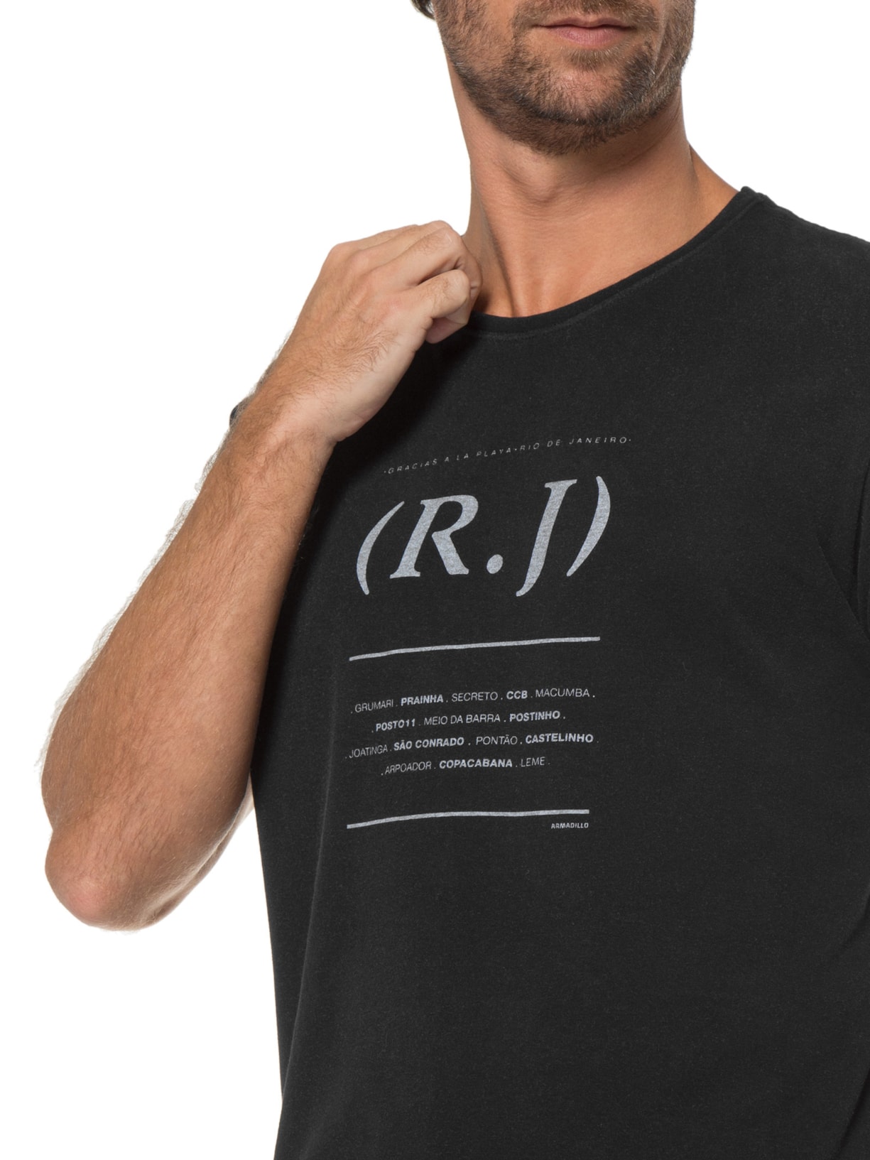 Camiseta Masculina Malha Rj Gracias Preto Armadillo