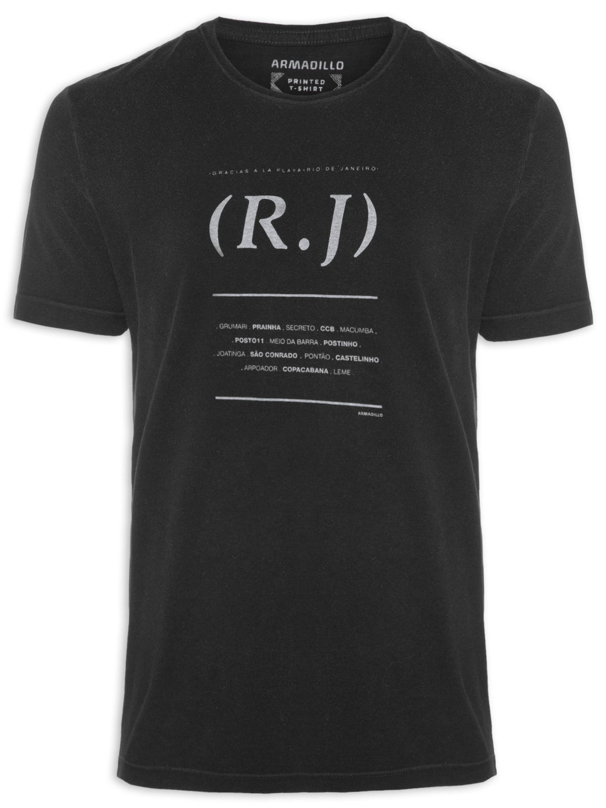 Camiseta Masculina Malha Rj Gracias Preto Armadillo