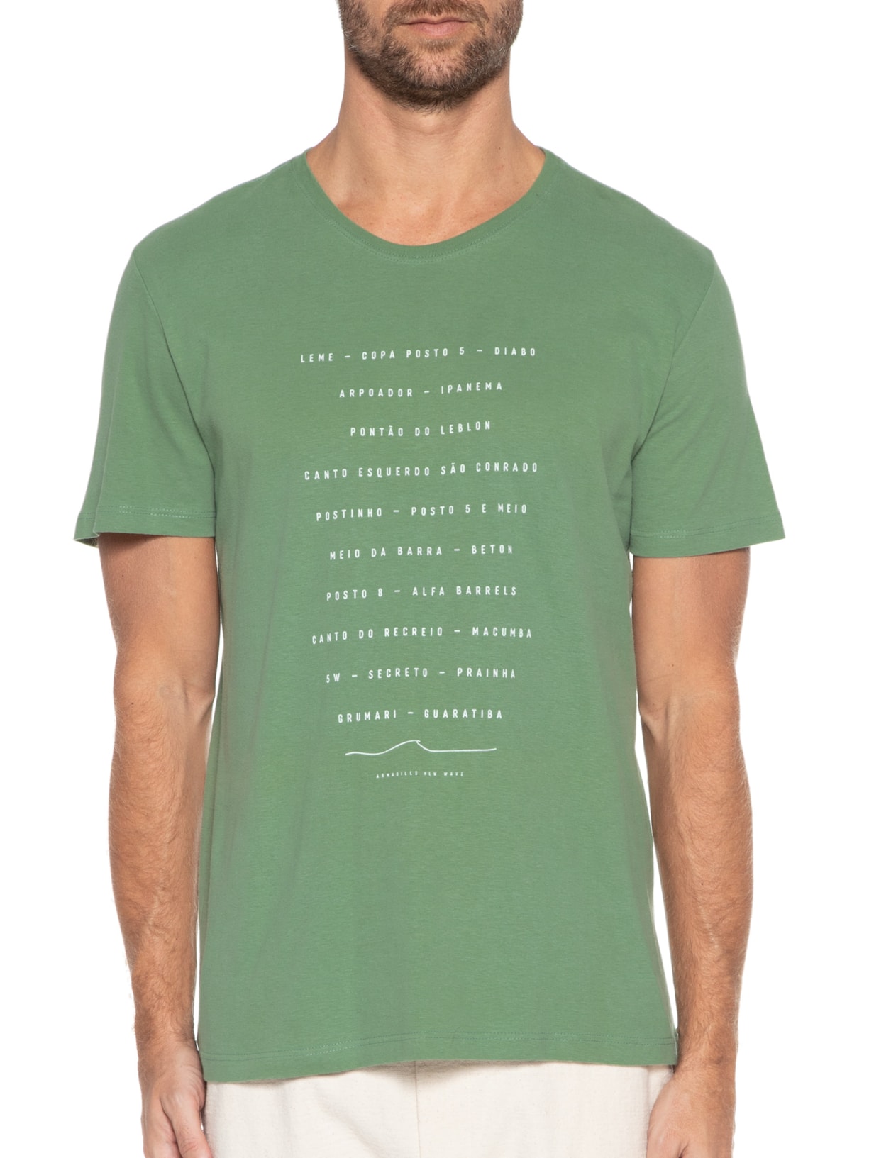 Camiseta Masculina Malha Silk Praia Carioca Verde Armadillo