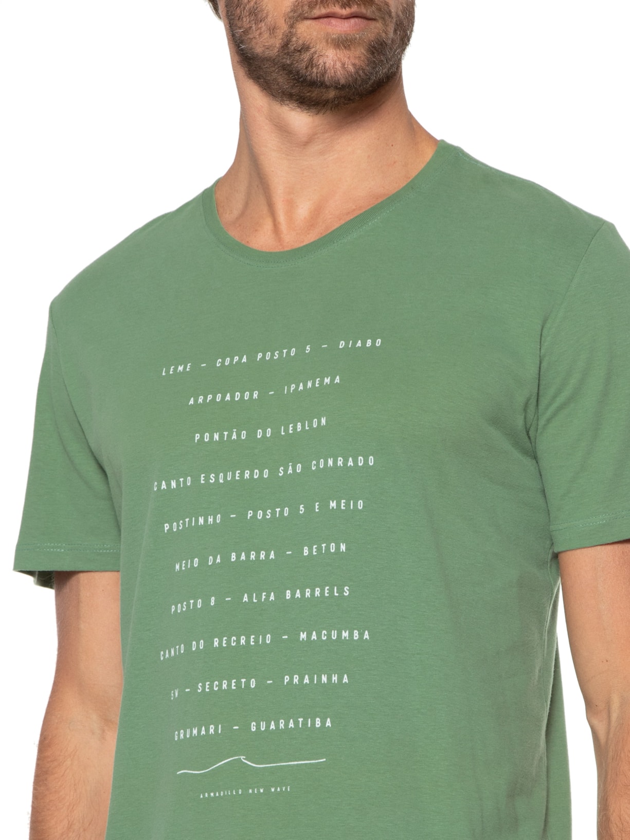 Camiseta Masculina Malha Silk Praia Carioca Verde Armadillo