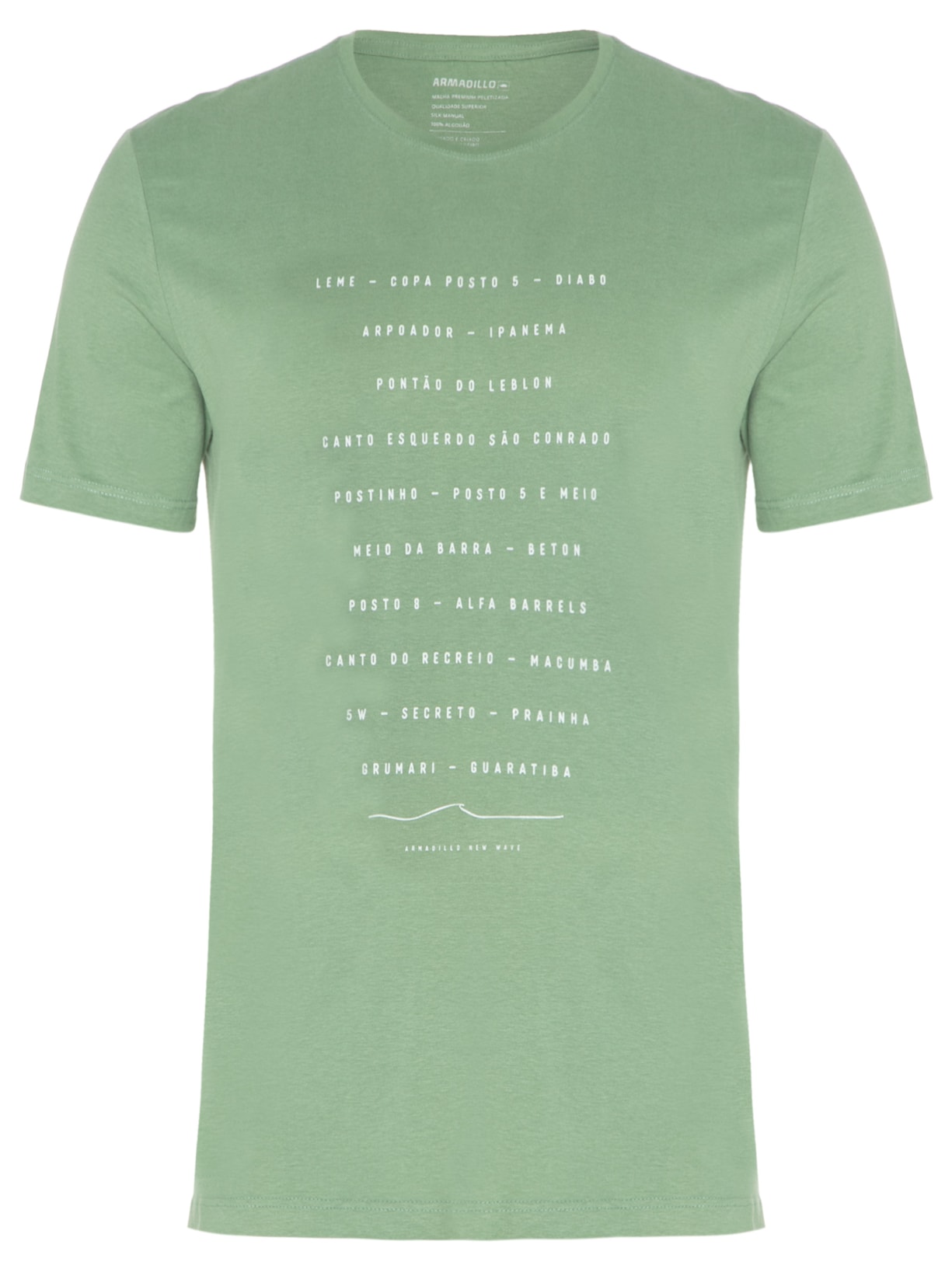 Camiseta Masculina Malha Silk Praia Carioca Verde Armadillo