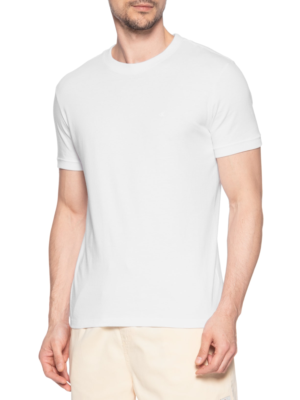 Camiseta Masculina Malhão Com Punhos Branco Calvin Klein Jeans