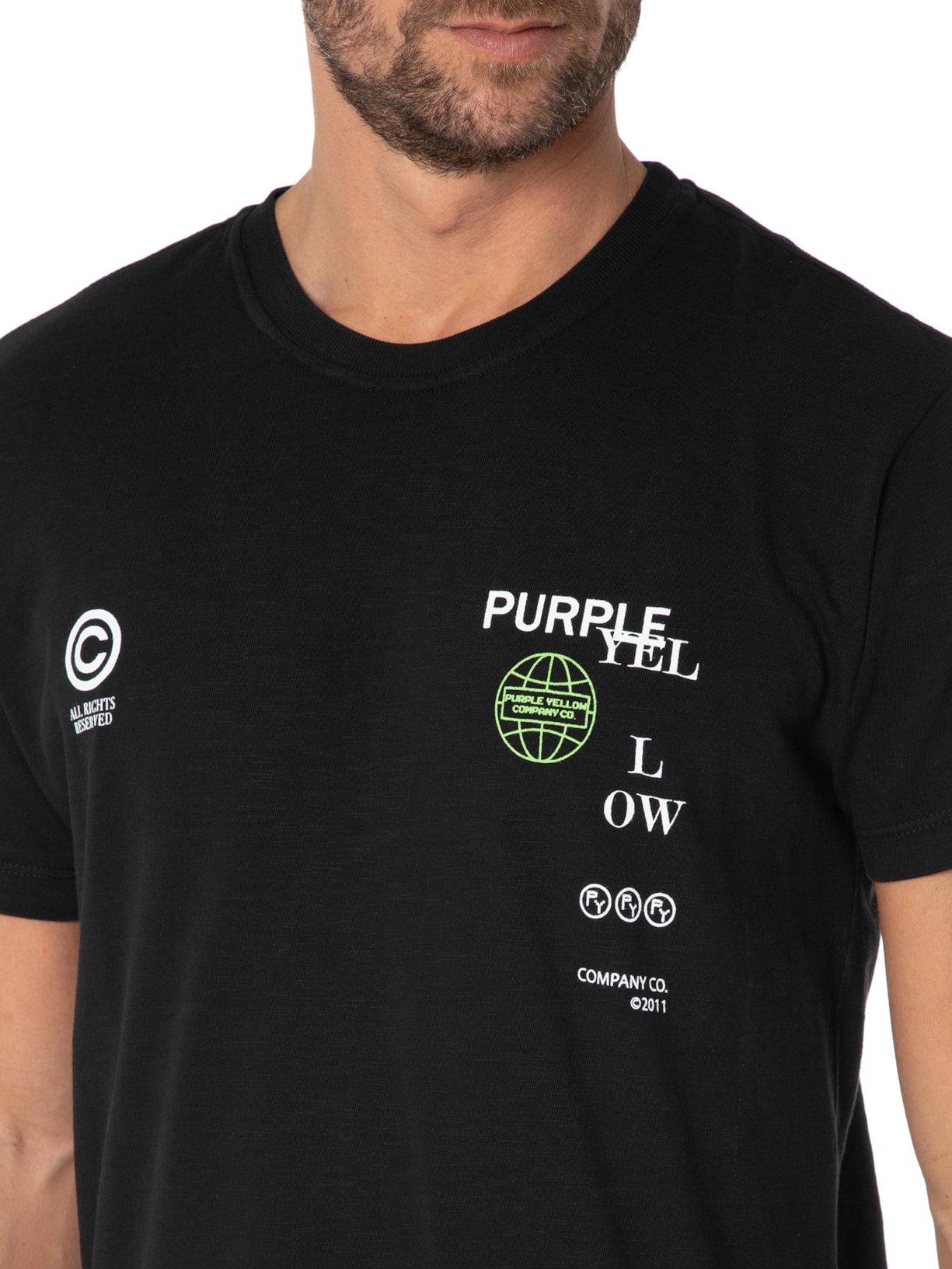 Camiseta Masculina Malhão Reserved Preto Purple Yellow