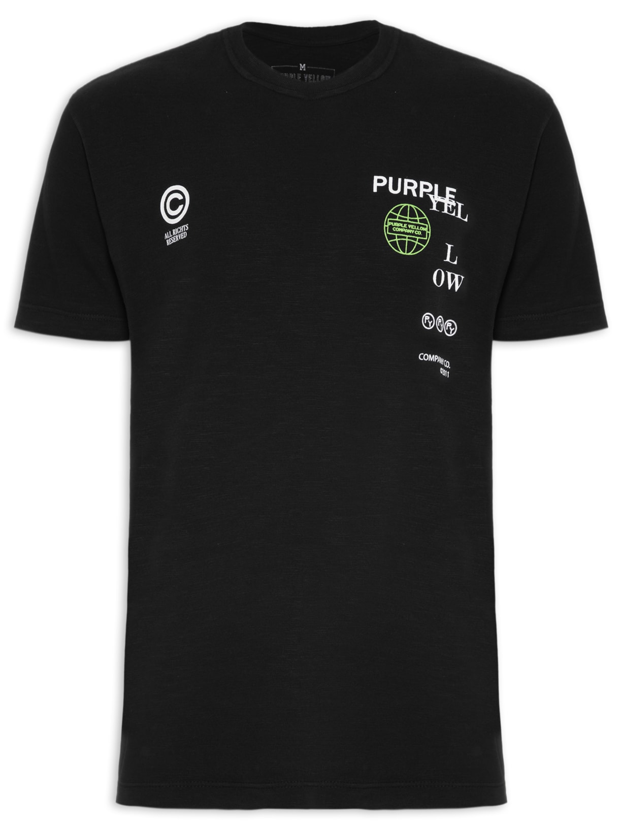 Camiseta Masculina Malhão Reserved Preto Purple Yellow