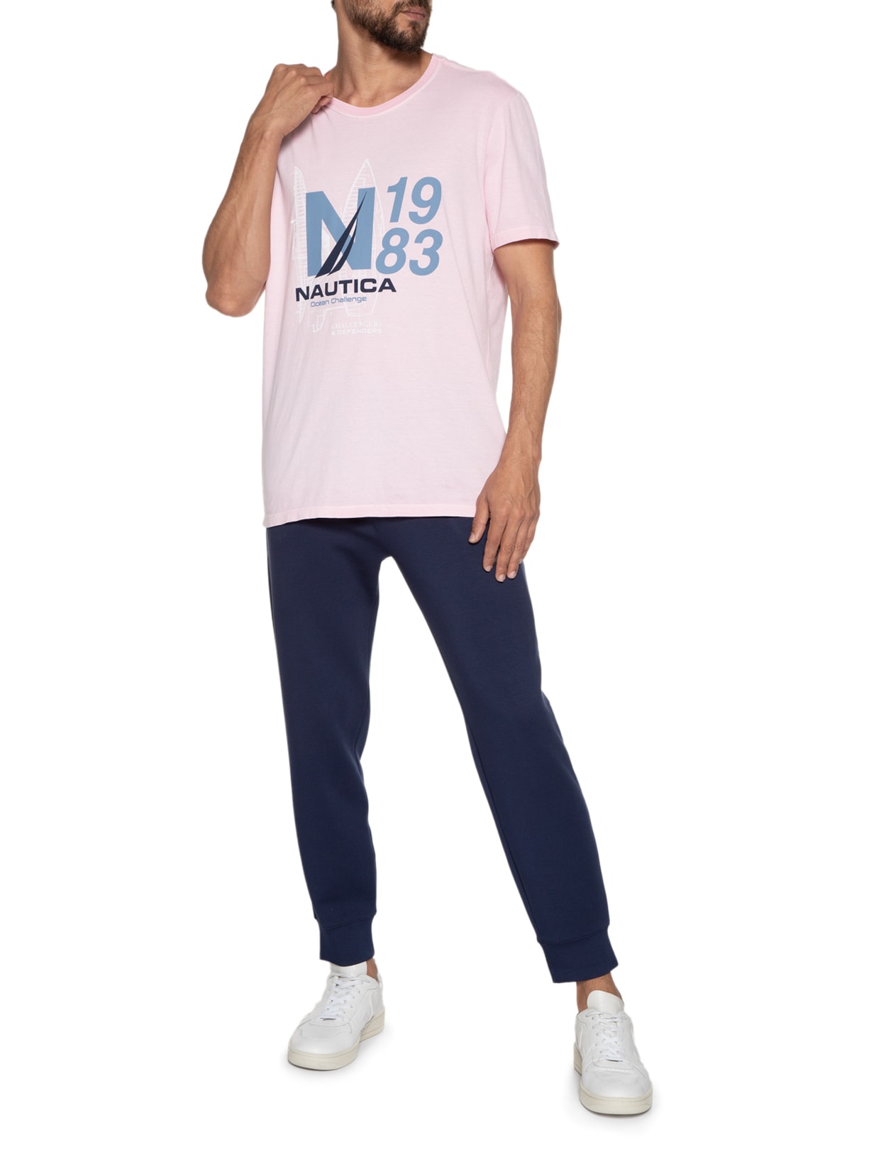 Camiseta Masculina Manga Curta 1983 Rosa Nautica