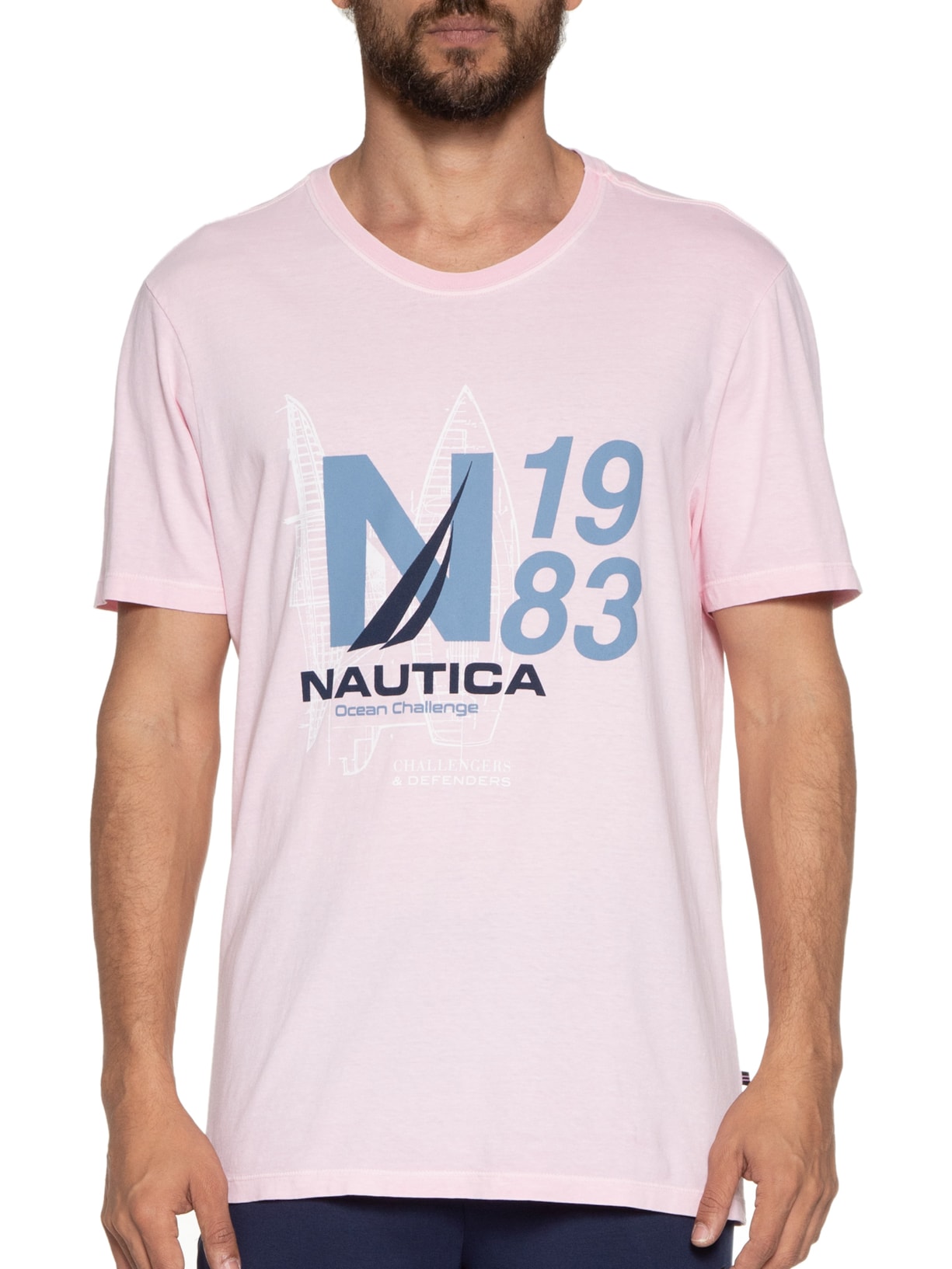 Camiseta Masculina Manga Curta 1983 Rosa Nautica