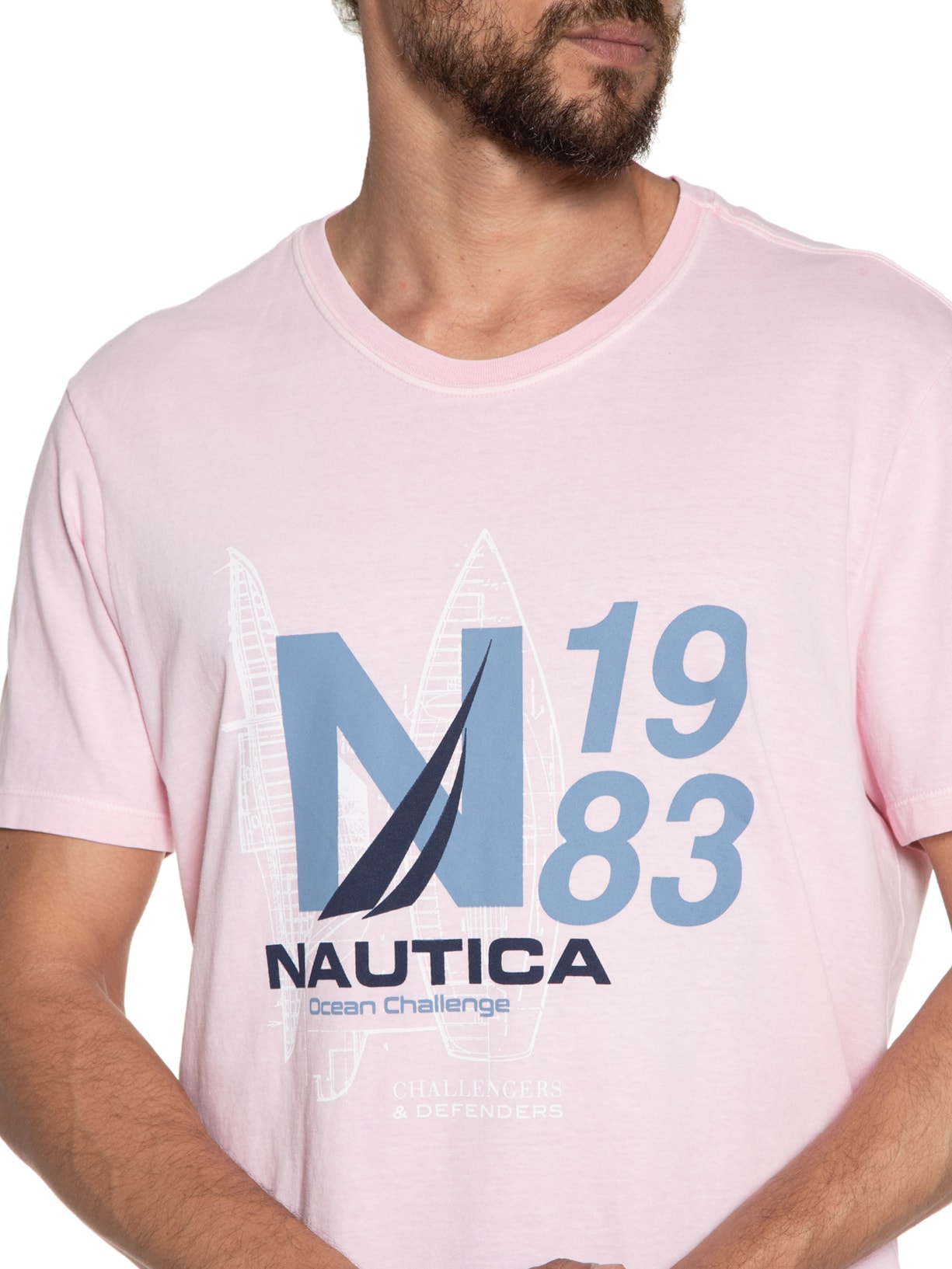 Camiseta Masculina Manga Curta 1983 Rosa Nautica