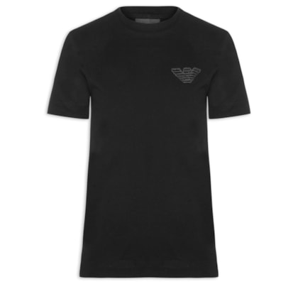 Camiseta Masculina Manga Curta Aguia EA Bordado - Preto