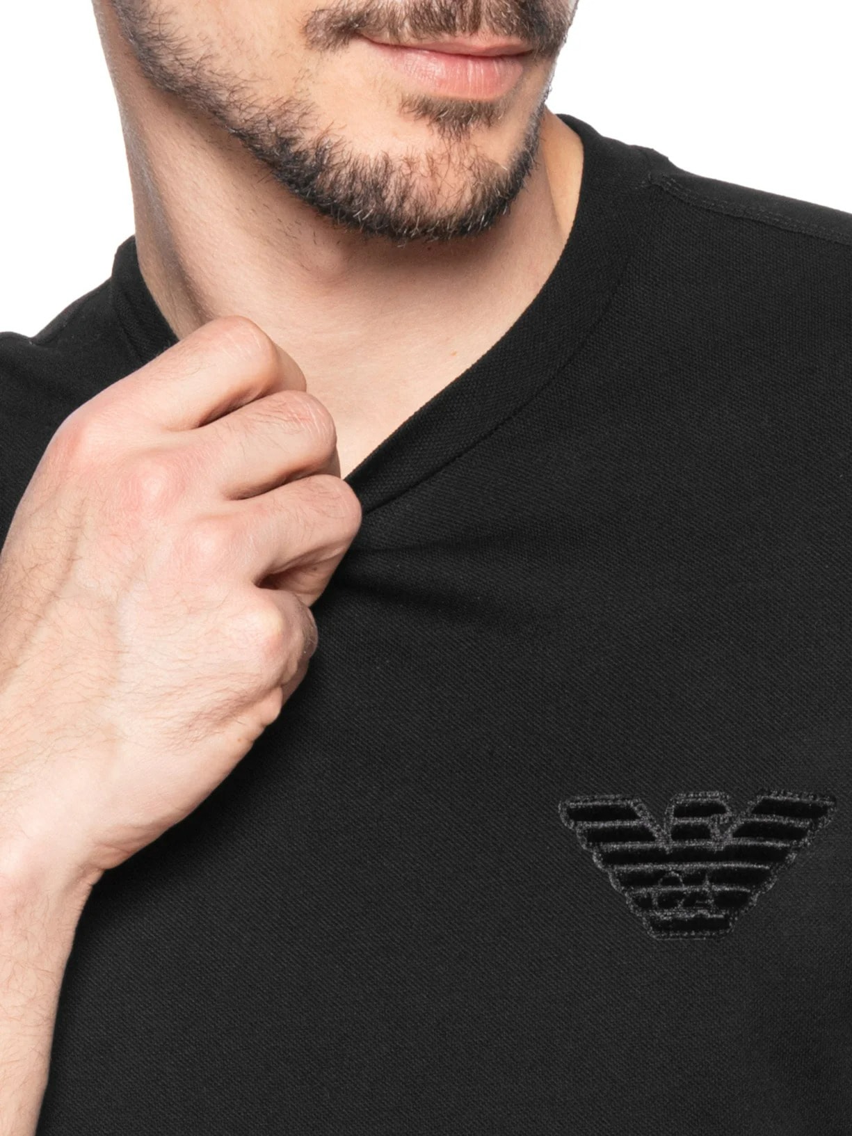 Camiseta Masculina Manga Curta Aguia EA Bordado Preto Emporio Armani