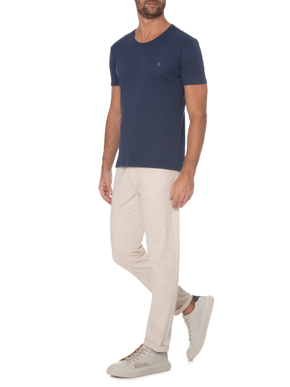 Camiseta Masculina Manga Curta Algodão Egípcio Azul Sergio K