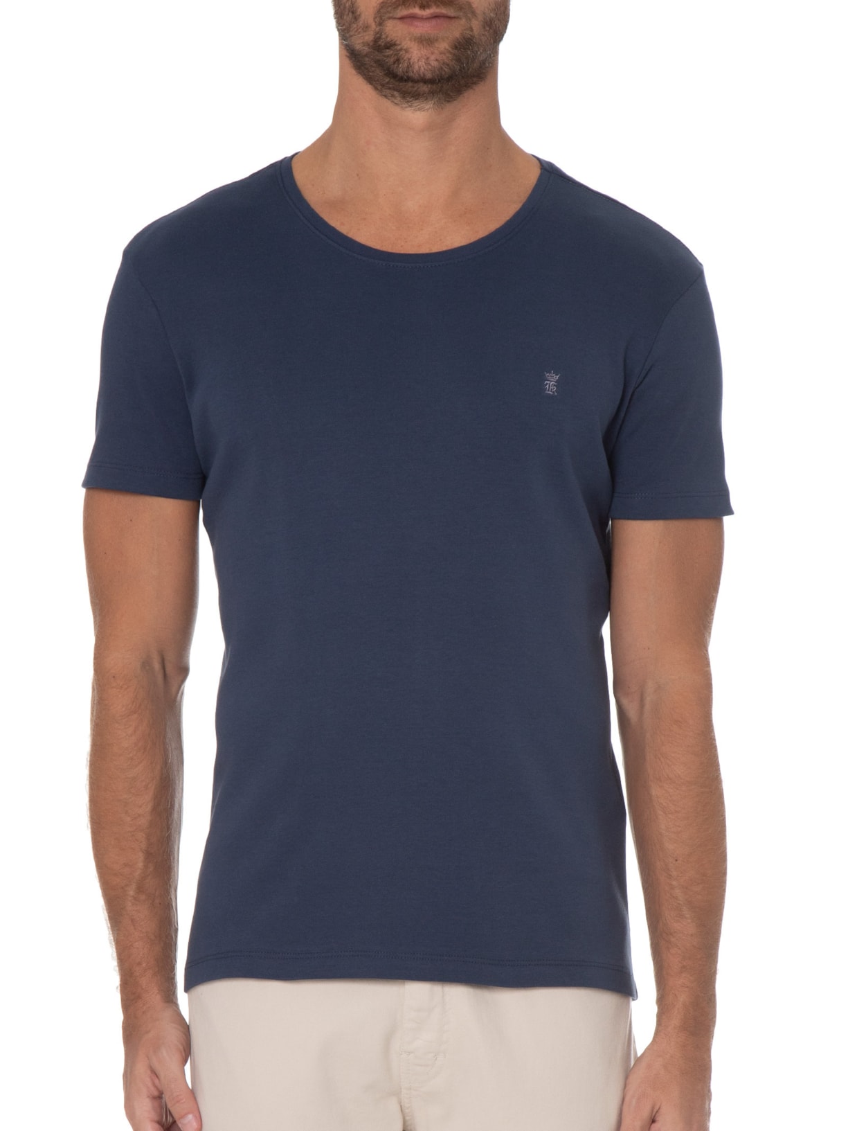 Camiseta Masculina Manga Curta Algodão Egípcio Azul Sergio K