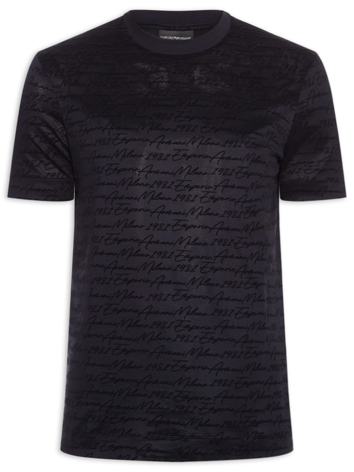 Camiseta Masculina Manga Curta Assinatura Azul Emporio Armani