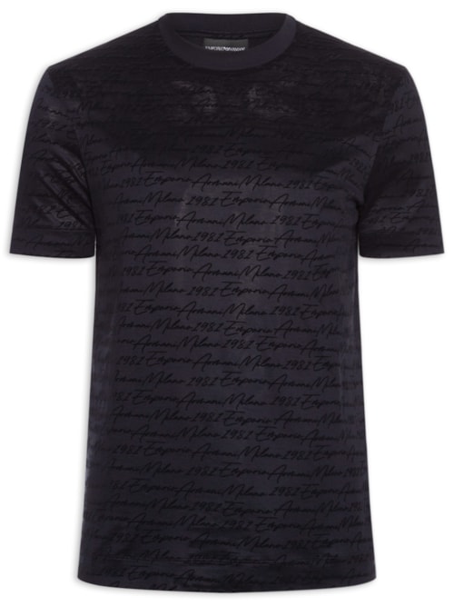 Camiseta Masculina Manga Curta Assinatura - Azul