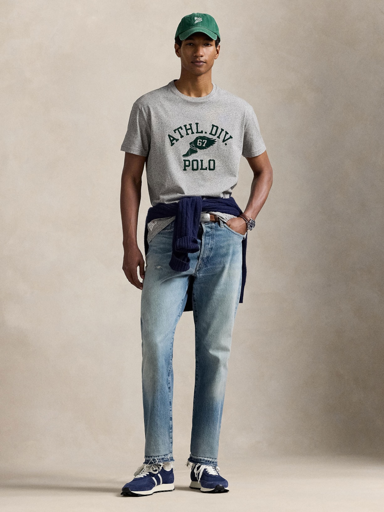 Camiseta Masculina Manga Curta Athl Div Cinza Polo Ralph Lauren