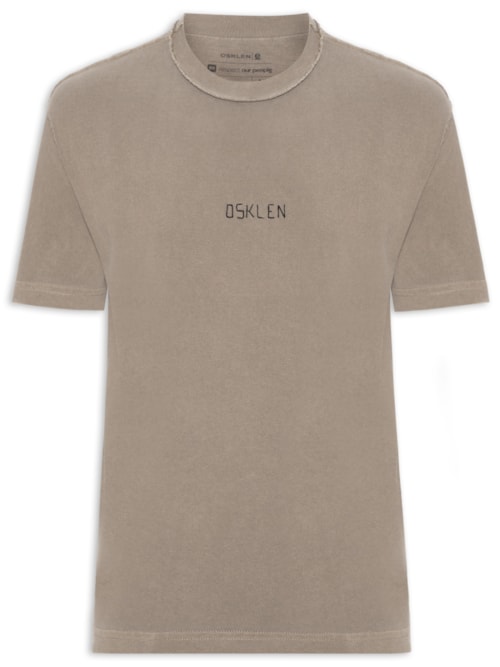 Camiseta Masculina Manga Curta Avesso Bordado - Marrom