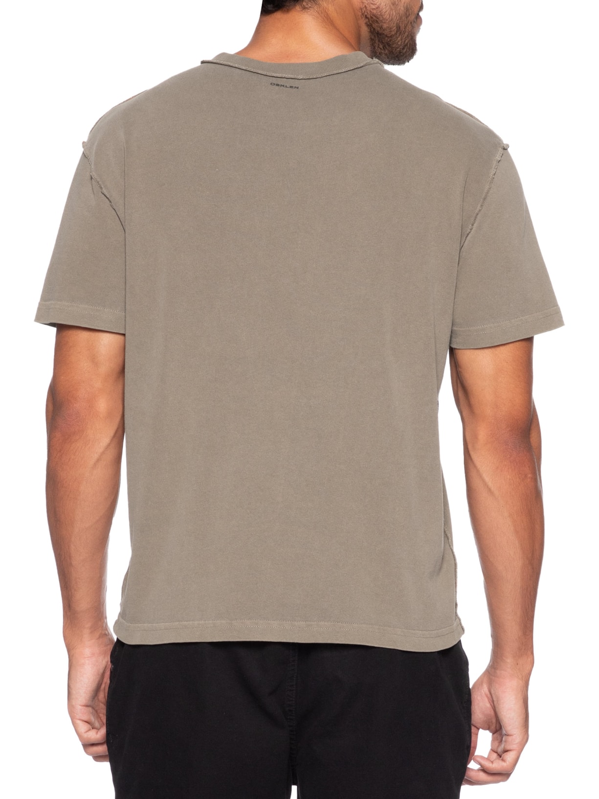 Camiseta Masculina Manga Curta Avesso Bordado Marrom Osklen