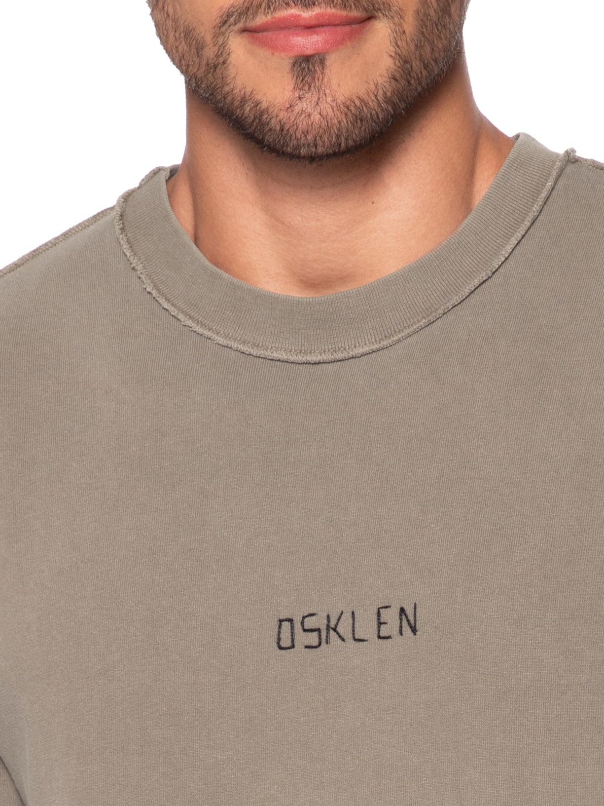 Camiseta Masculina Manga Curta Avesso Bordado Marrom Osklen