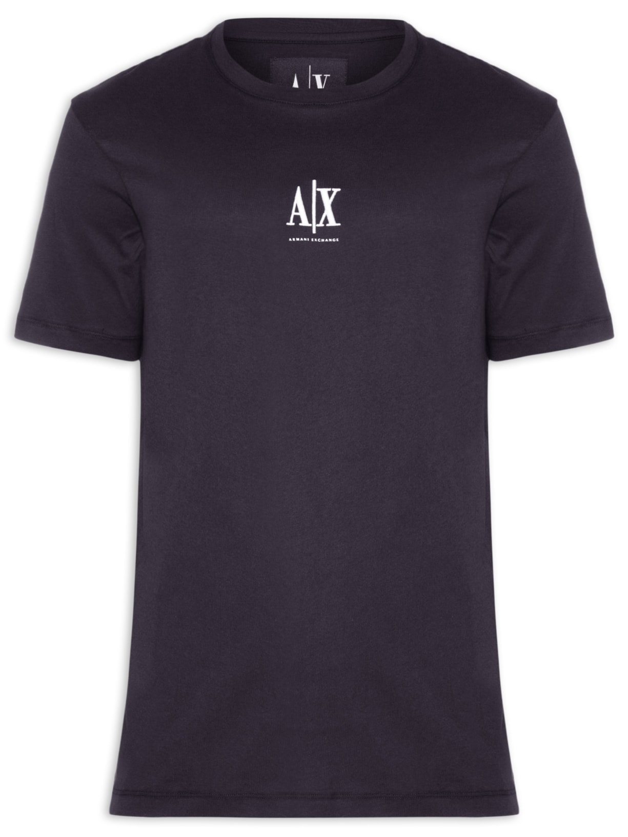 Camiseta Masculina Manga Curta AX Bordado Azul Armani Exchange