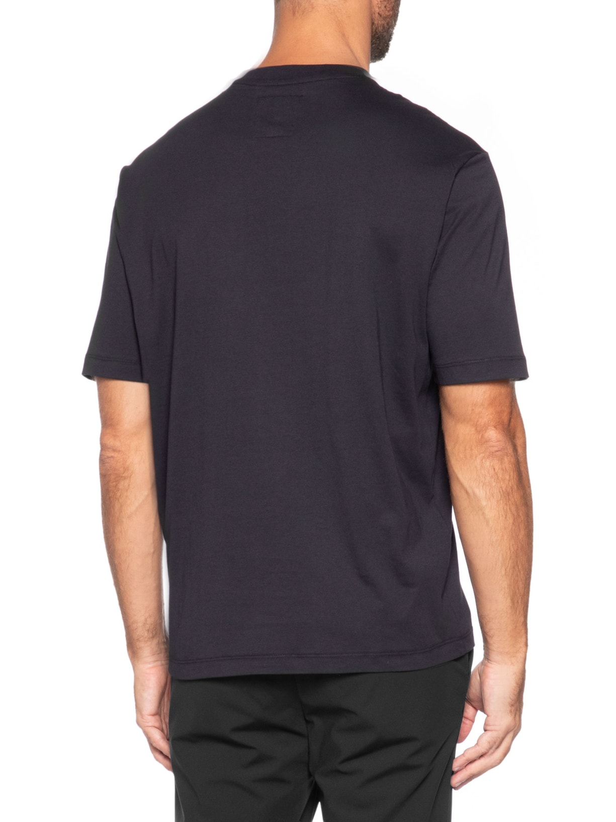 Camiseta Masculina Manga Curta AX Bordado Azul Armani Exchange