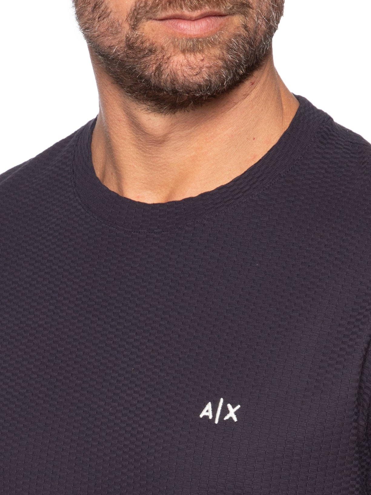 Camiseta Masculina Manga Curta AX Jacquard Azul Armani Exchange