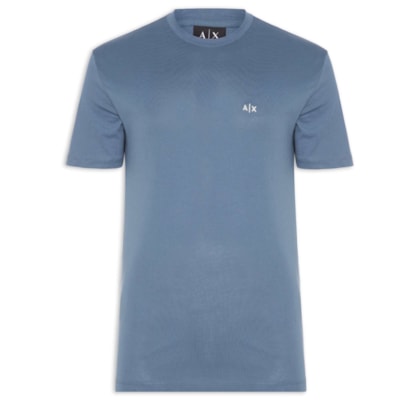 Camiseta Masculina Manga Curta AX Mini Bordado - Azul
