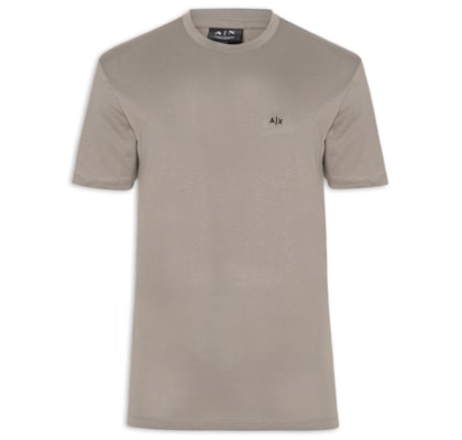 Camiseta Masculina Manga Curta AX Mini Bordado - Bege
