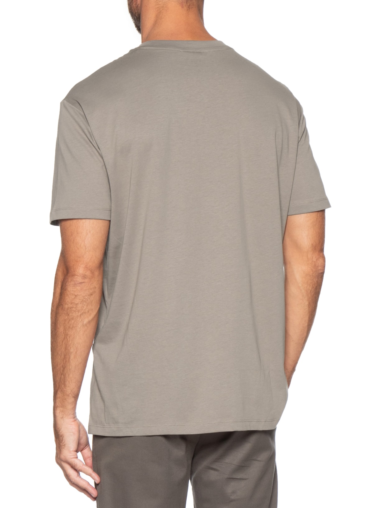 Camiseta Masculina Manga Curta AX Mini Bordado Bege Armani Exchange