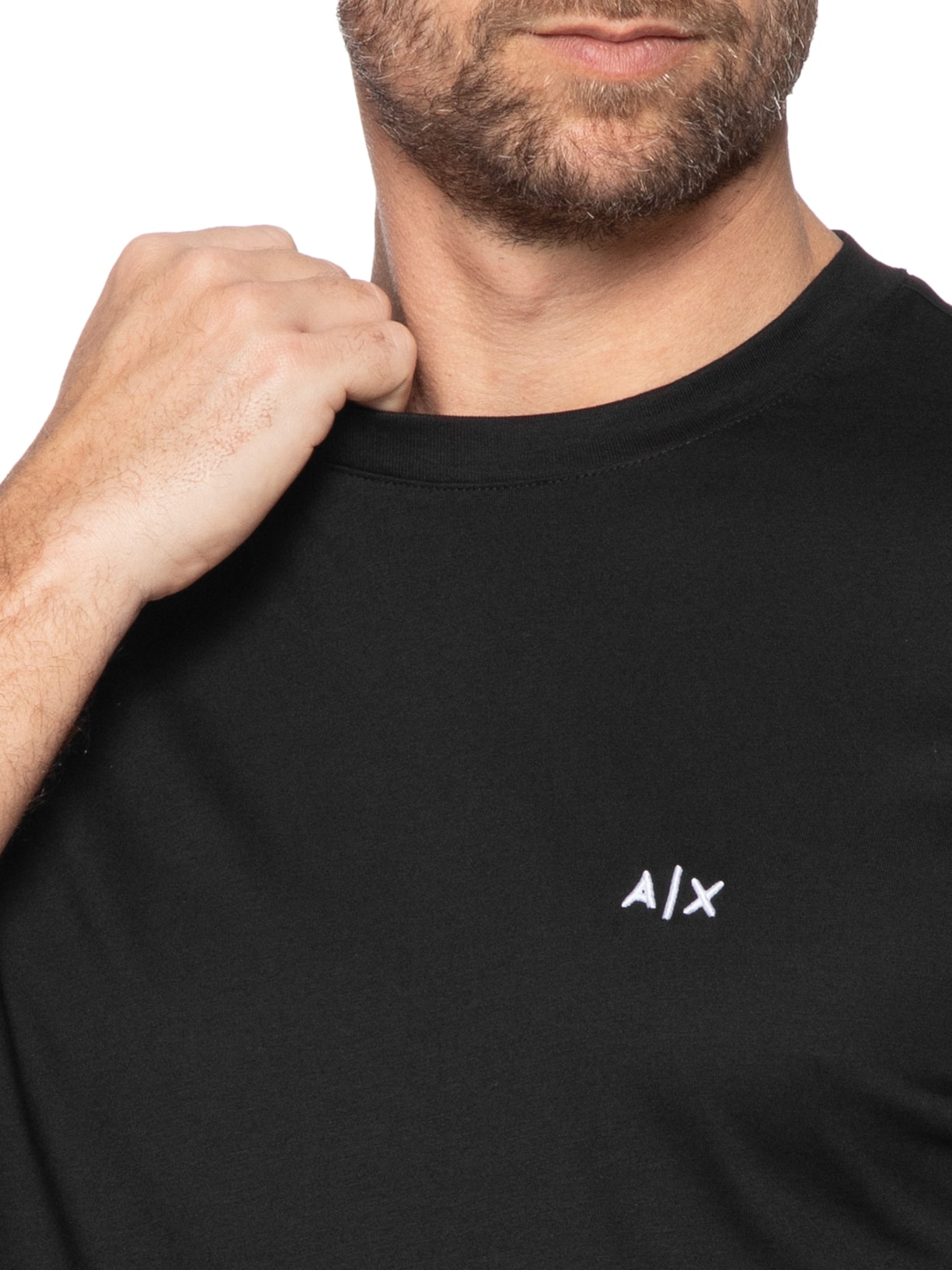 Camiseta Masculina Manga Curta AX Mini Bordado Preto Armani Exchange