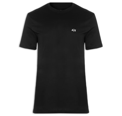 Camiseta Masculina Manga Curta AX Mini Bordado - Preto