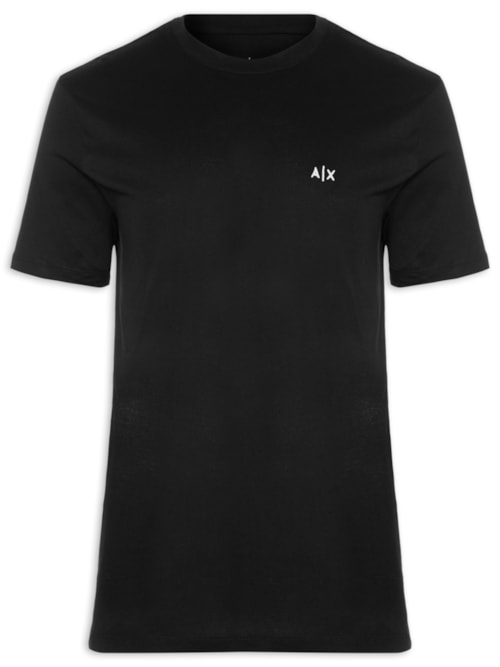 Camiseta Masculina Manga Curta AX Mini Bordado - Preto