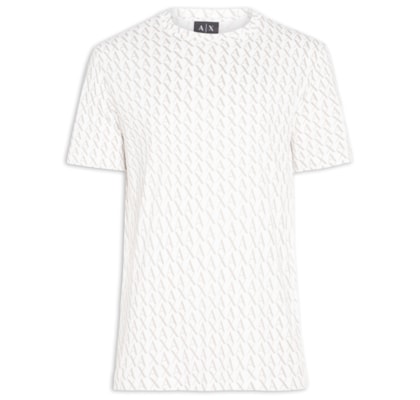 Camiseta Masculina Manga Curta AX Monograma - Branco