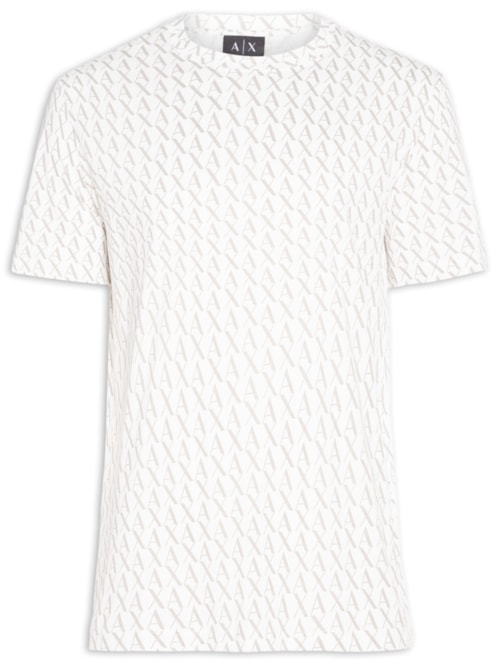Camiseta Masculina Manga Curta AX Monograma - Branco