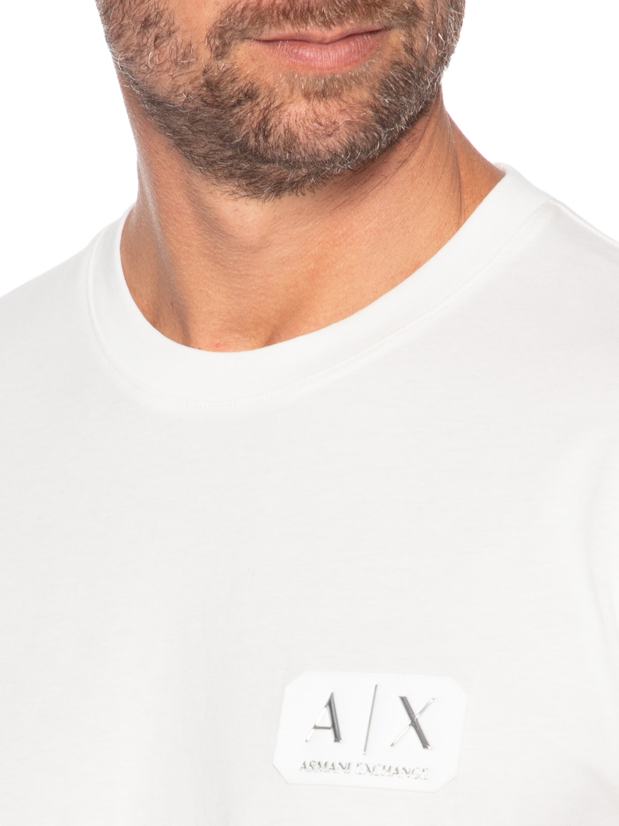 Camiseta Masculina Manga Curta AX Patch Branco Armani Exchange