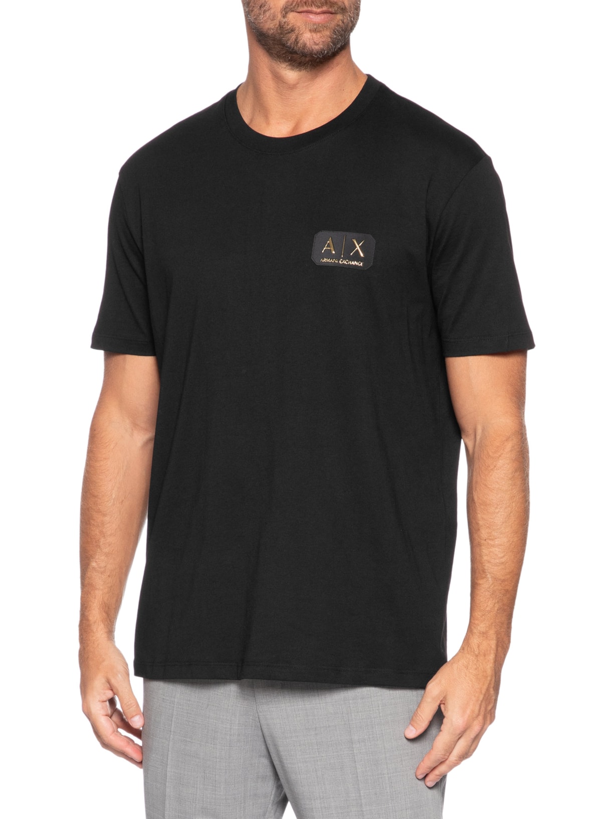 Camiseta Masculina Manga Curta AX Patch Preto Armani Exchange