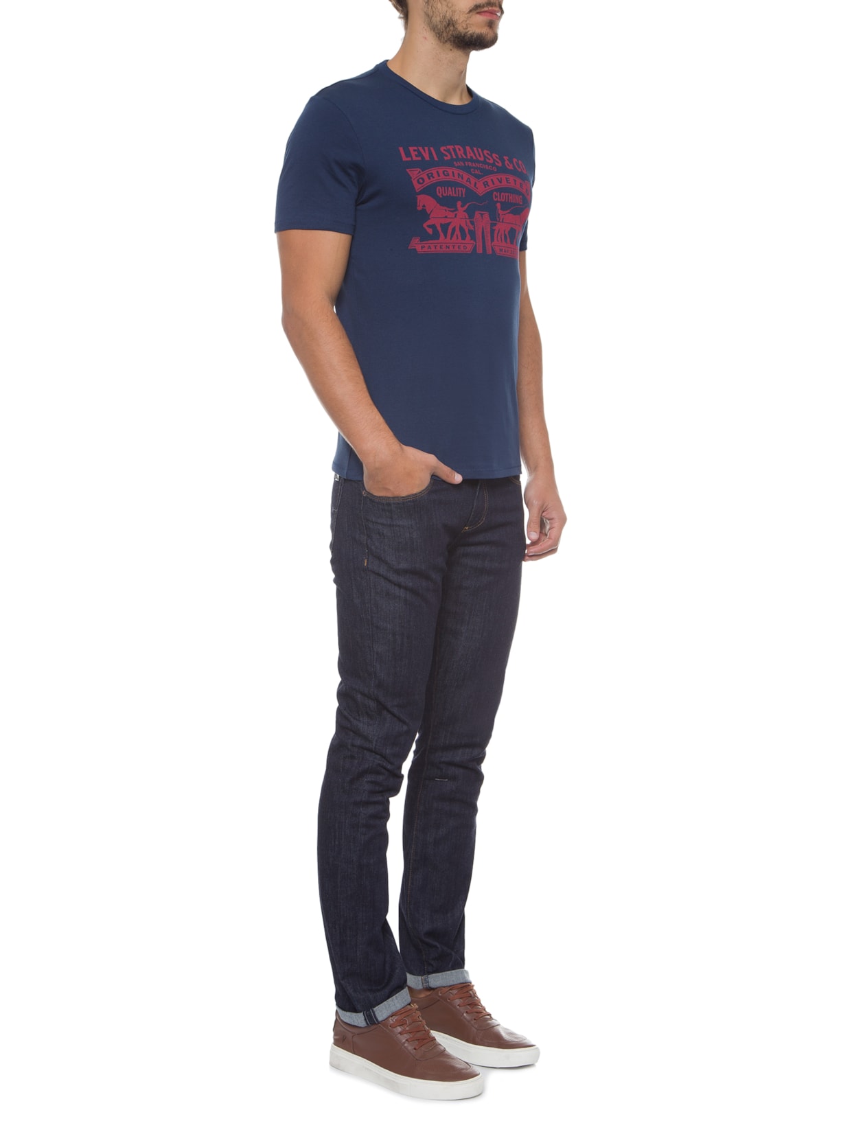 Camiseta Masculina Manga Curta Azul Levi's