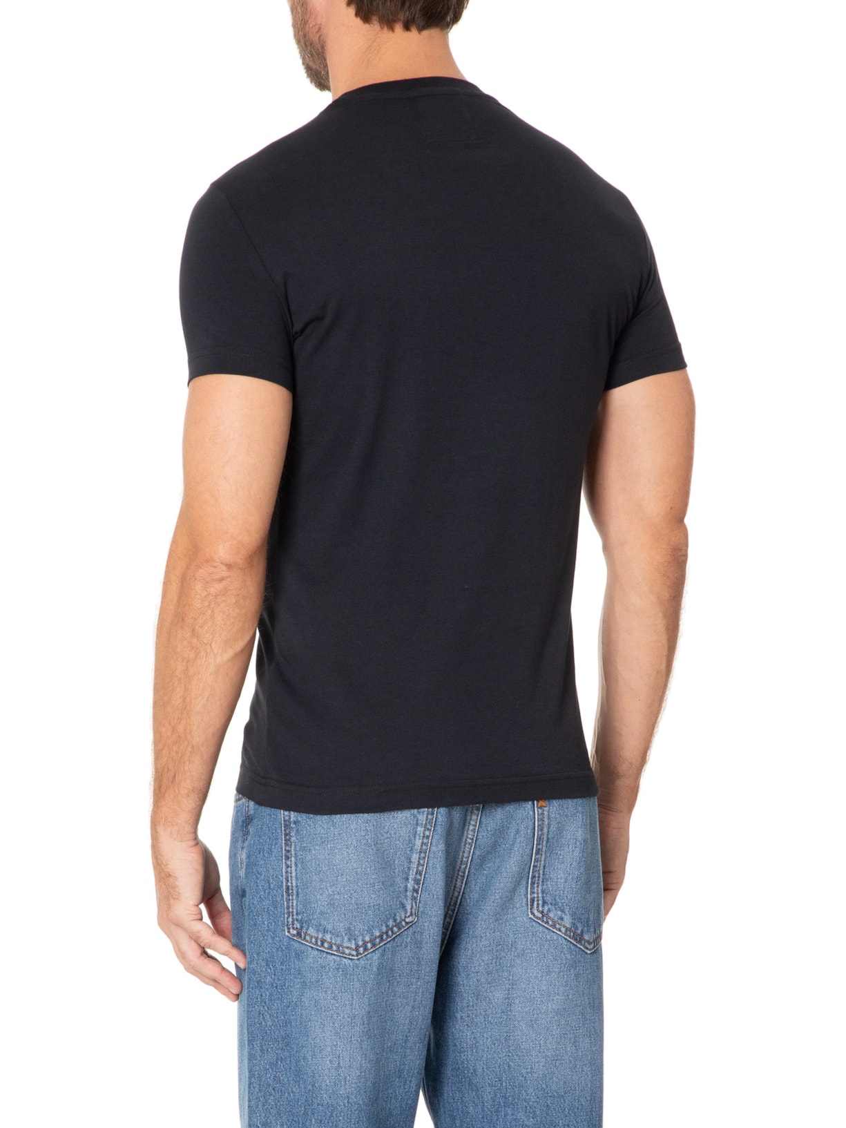 Camiseta Masculina Manga Curta Azul Emporio Armani