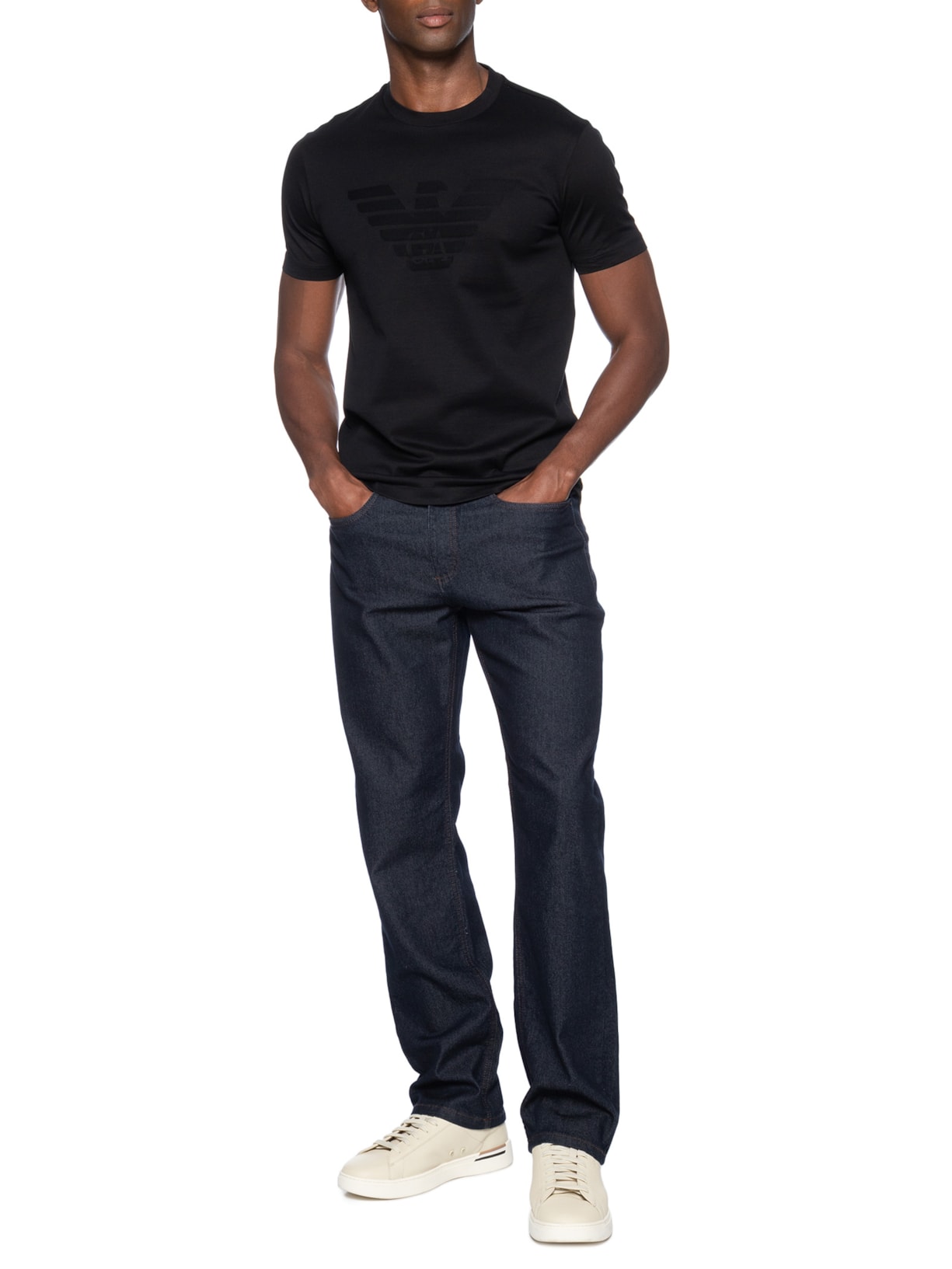 Camiseta Masculina Manga Curta Azul Emporio Armani