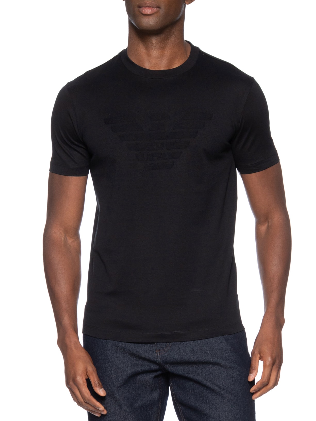 Camiseta Masculina Manga Curta Azul Emporio Armani