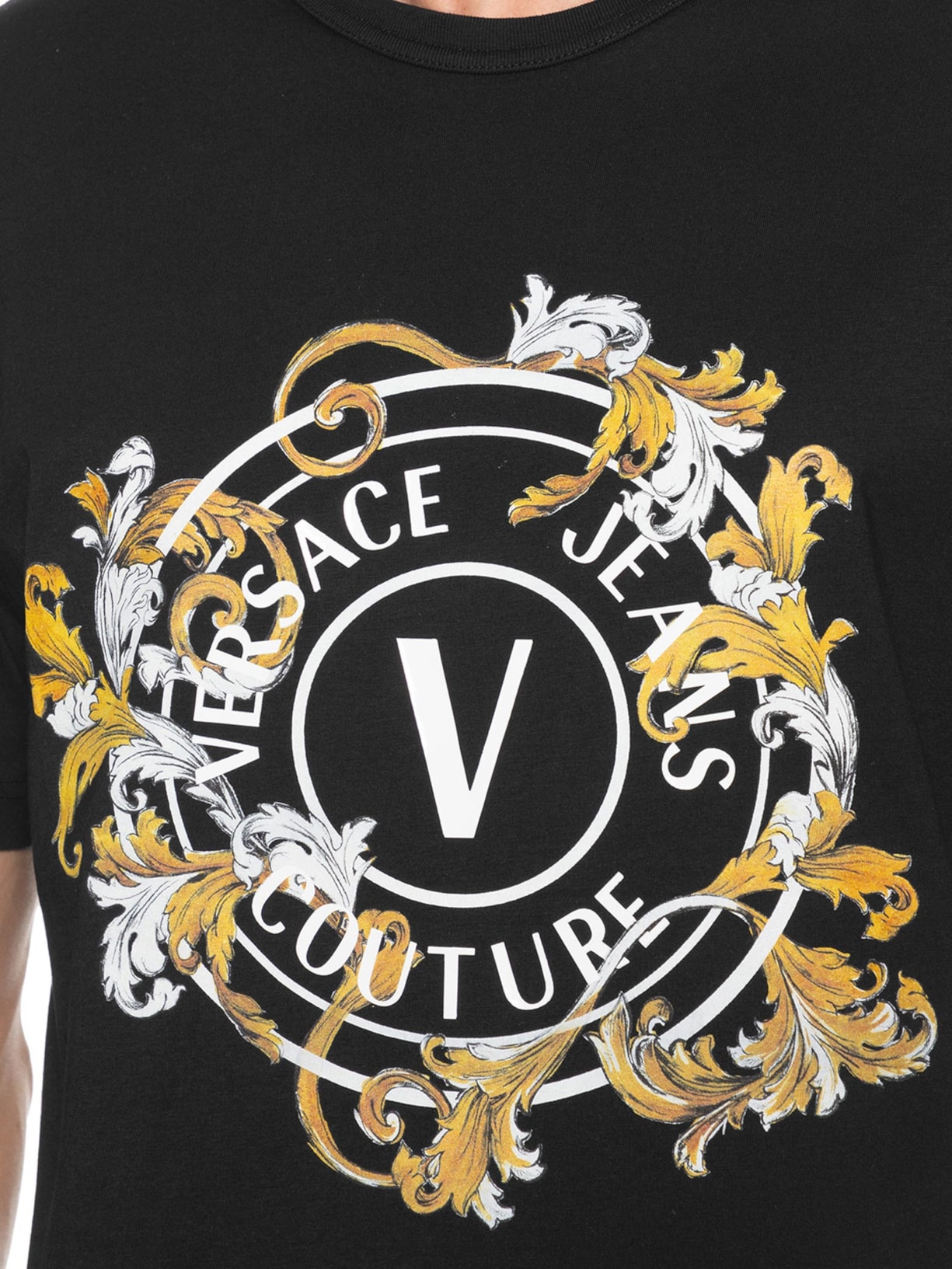 Camiseta Masculina Manga Curta Barroca Preto Versace Jeans Couture